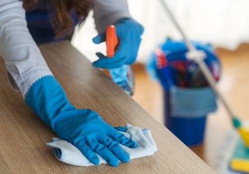 Woman Scrubbing Down Surface as a Part of Vacant Residential Cleaning