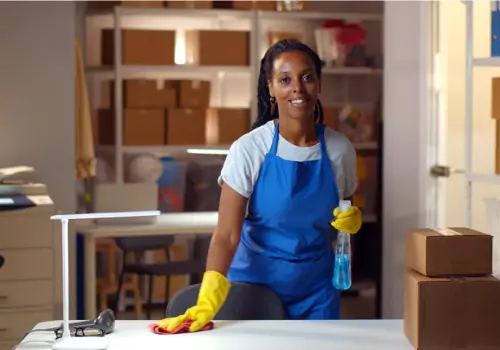 A cleaner is seen at work. Pro Kleen Solutions is the most trusted of the cleaning companies in East Peoria IL. 