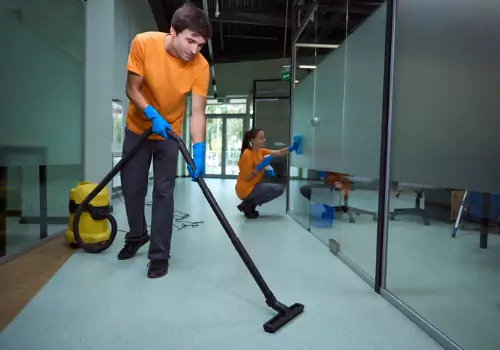 A cleaner is seen at work. Pro Kleen Solutions is the most trusted of the cleaning companies in East Peoria IL.