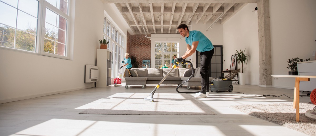 Professional cleaners from Pro Kleen, which offers vacant residential cleaning, cleans after a move-out.